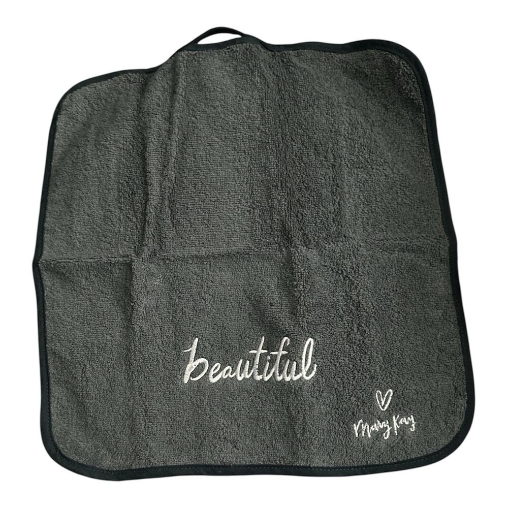MARY KAY Beautiful Dark Gray Facial Makeup Wash Cloth Towel 12" x 12" New